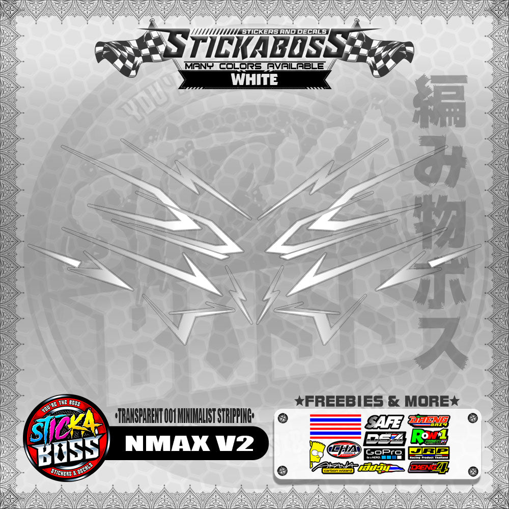 【PREMIUM UV PRINT】TRANSPARENT NMAX V2 STICKER DECALS ( 001 MINIMALIST STRIPPING )【WITH FREEBIES】