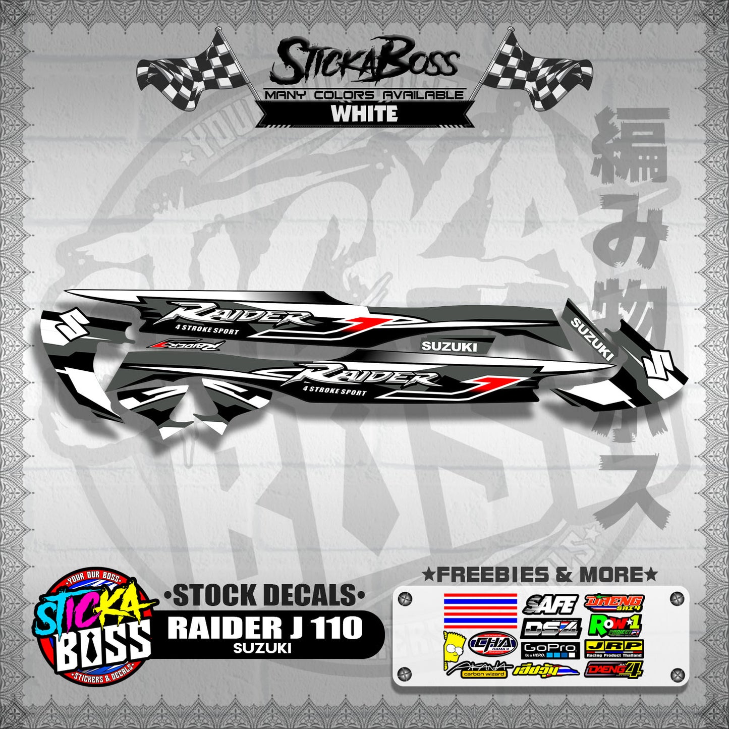 RAIDER J 110 ( STOCK DECALS )【WITH FREEBIES】