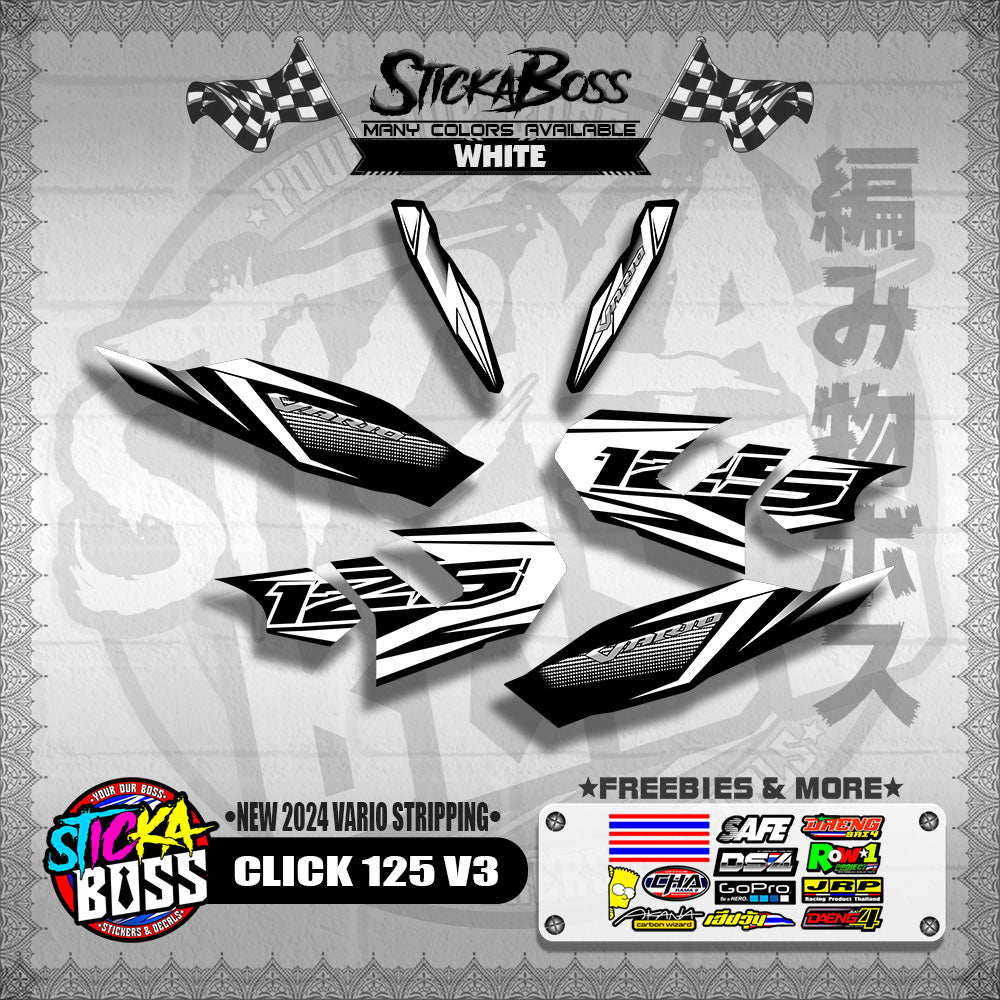 CLICK 125 V3 DECALS ( NEW 2024 VARIO STRIPPING )【WITH FREEBIES】