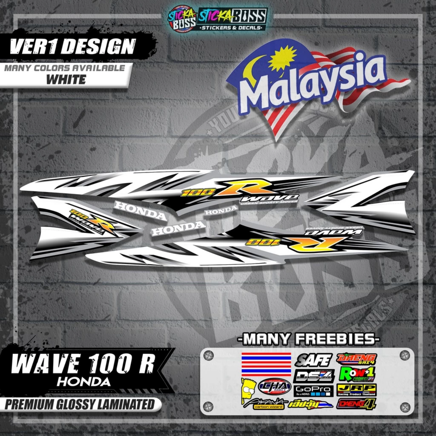 HONDA WAVE 100 R MALAYSIAN DECALS (Ver1 Design)【WITH FREEBIES】