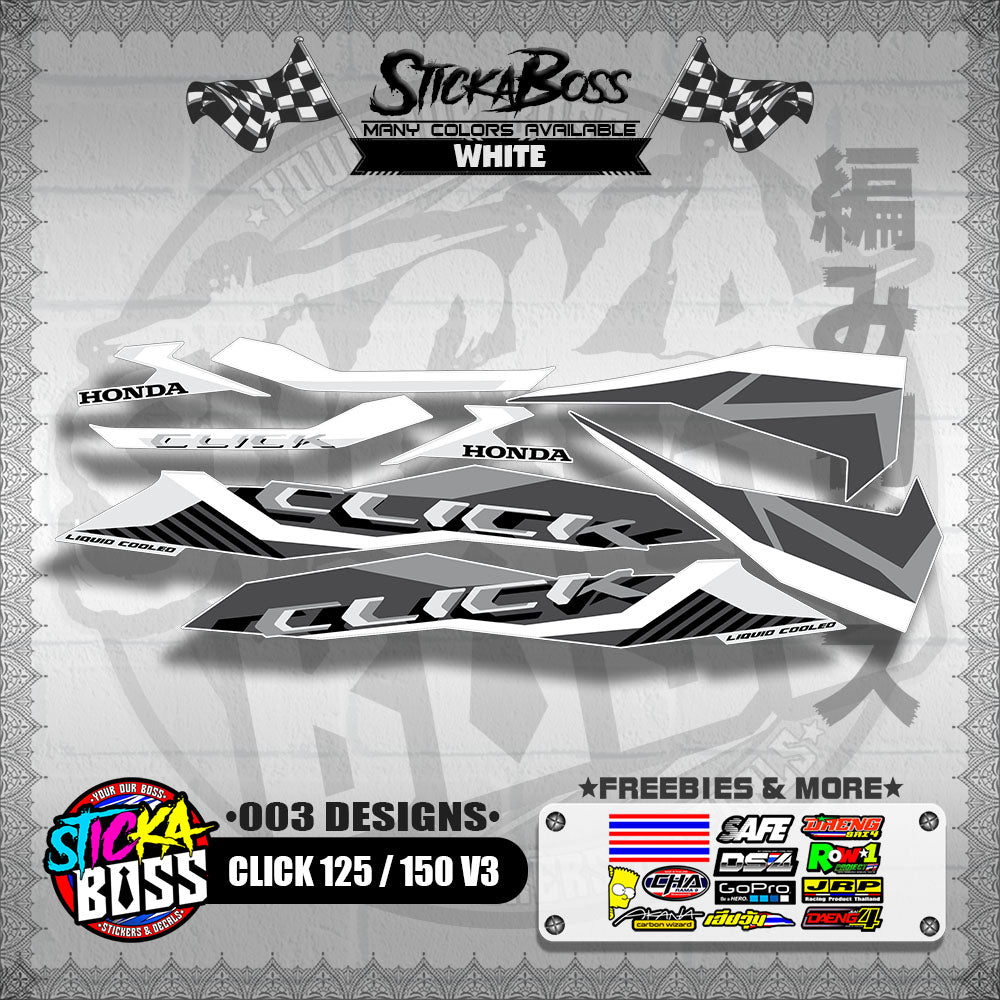 CLICK 125 / 150 V3 STOCK DECALS ( 003 DESIGNS )【WITH FREEBIES】
