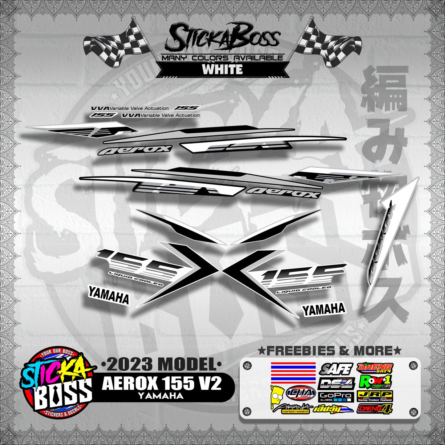 AEROX 155 V2 2023 STOCK DECALS ( 2023 MODEL )【WITH FREEBIES】