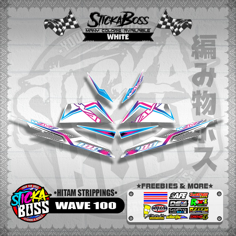 WAVE 100 MALAYSIAN DECALS ( HITAM STRIPPINGS )【WITH FREEBIES】