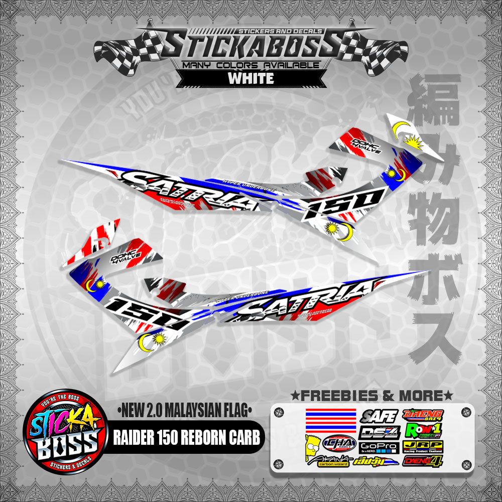 RAIDER 150 REBORN CARB STICKER DECALS ( NEW 2.0 MALAYSIAN FLAG )【WITH FREEBIES】