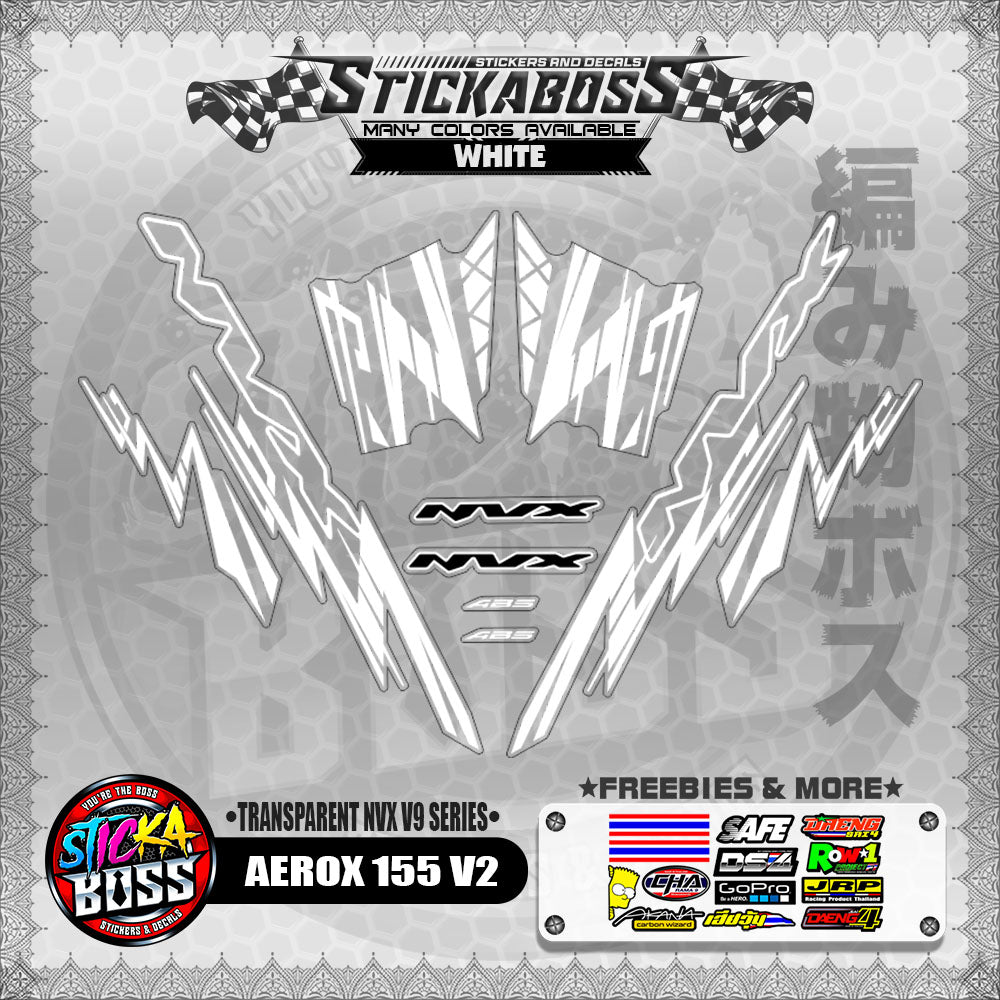 【PREMIUM UV PRINT】TRANSPARENT AEROX 155 V2 DECALS ( NVX V9 SERIES )【WITH FREEBIES】