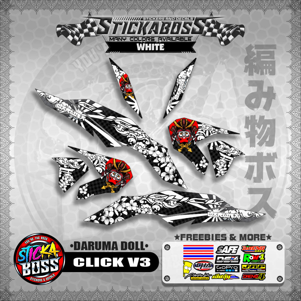 CLICK V3 STICKER DECALS ( DARUMA DOLL )【WITH FREEBIES】
