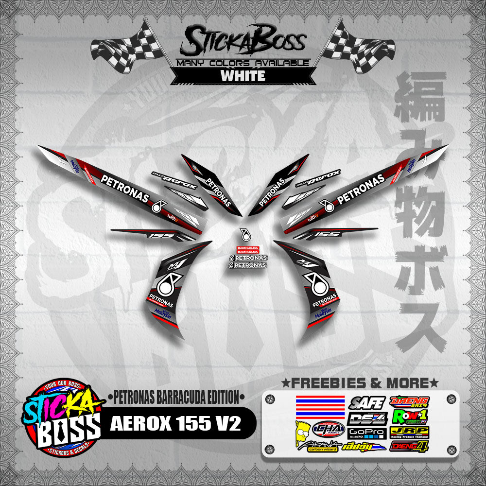 AEROX 155 V2 DECALS ( PETRONAS BARRACUDA EDITION )【WITH FREEBIES】