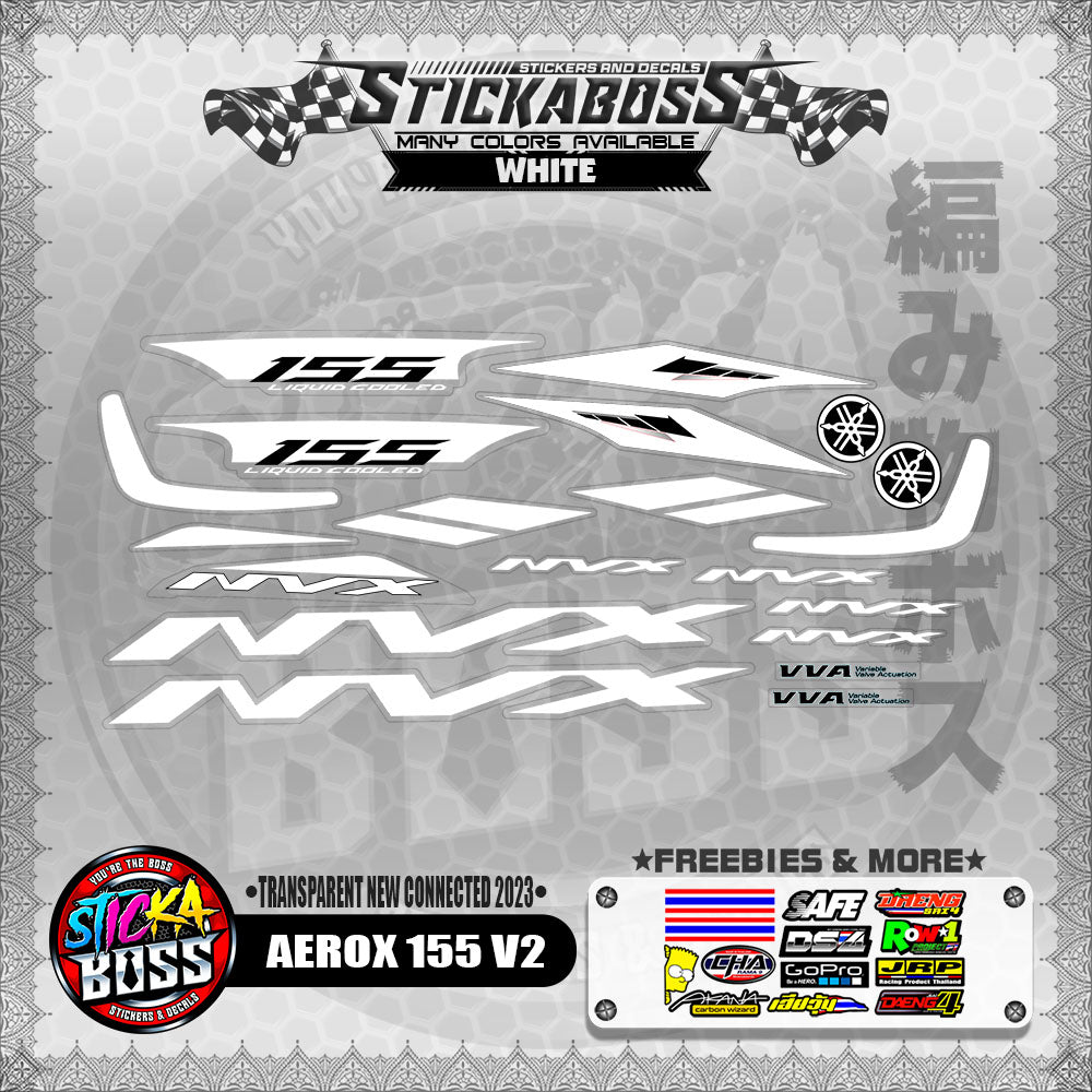 【PREMIUM UV PRINT】TRANSPARENT AEROX 155 V2 DECALS ( NEW CONNECTED 2023 )【WITH FREEBIES】