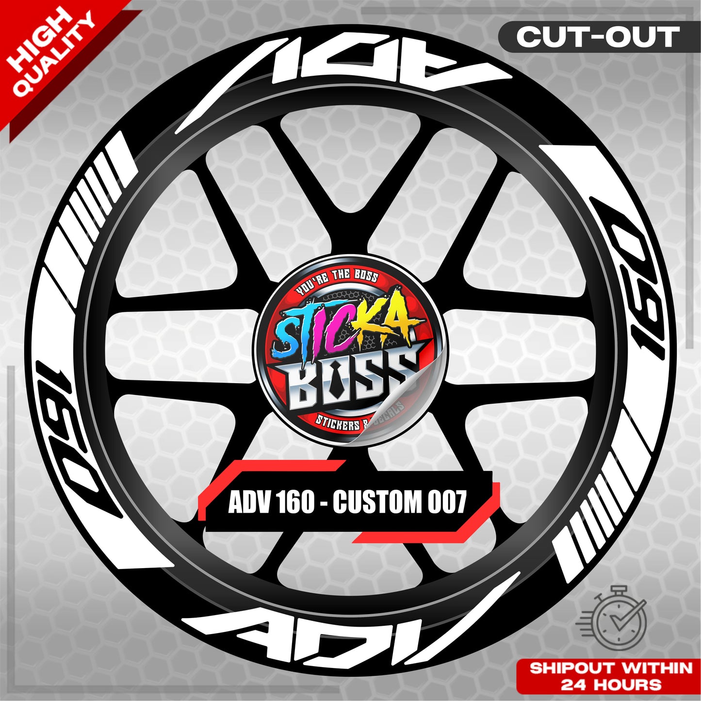 ADV 160 MAG STICKER SET ( 2 MAGS ) - CUSTOM 007 | VINYL WATERPROOF CUT-OUT DECALS