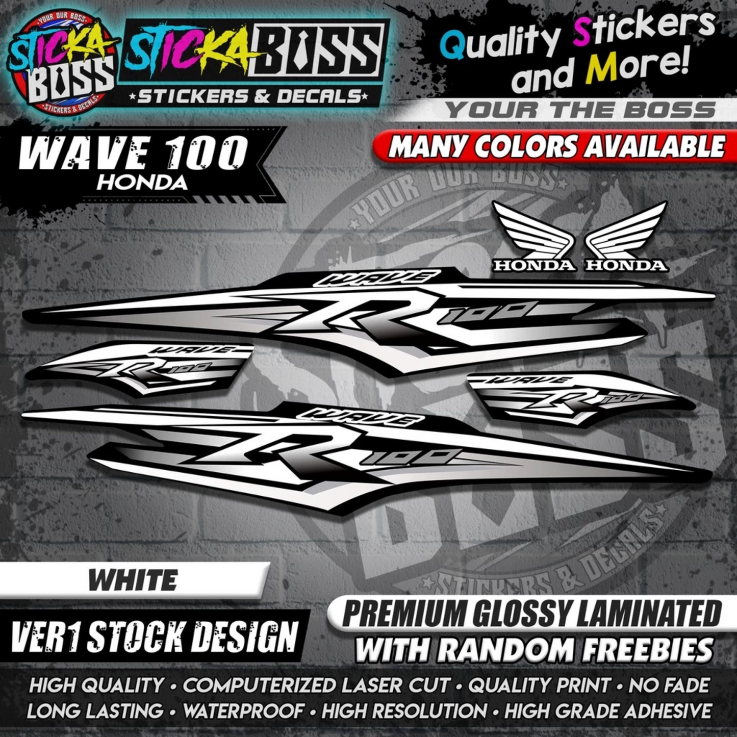 HONDA WAVE 100 R DECALS (Ver1 Stock Design)【WITH FREEBIES】