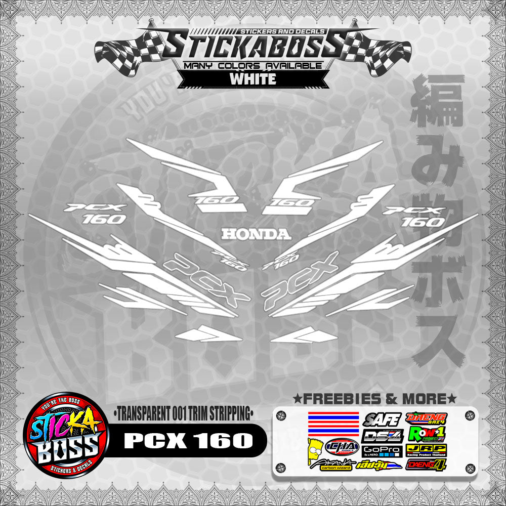 【PREMIUM UV PRINT】TRANSPARENT PCX 160 STICKER DECALS ( 001 TRIM STRIPPING )【WITH FREEBIES】