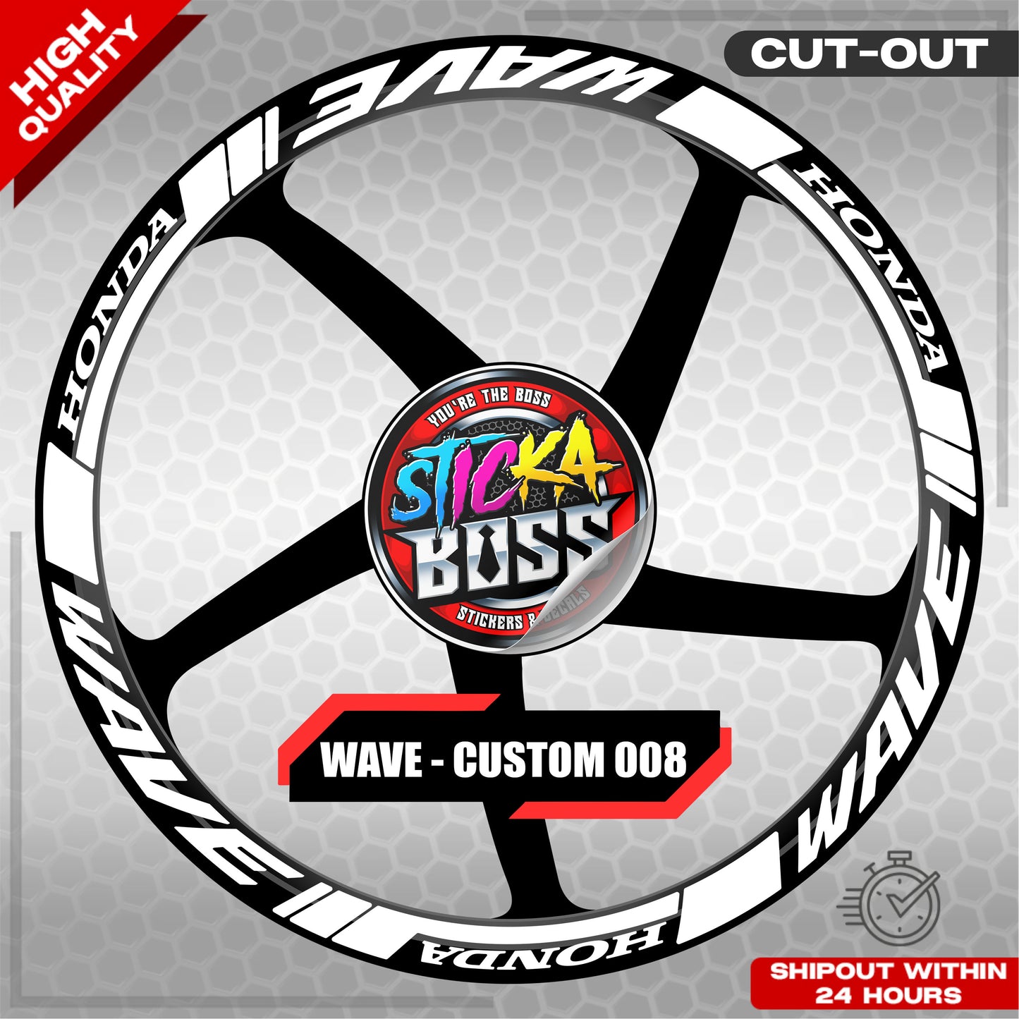 WAVE 110 / 125 MAG STICKER SET ( 2 MAGS ) - CUSTOM 008 | VINYL WATERPROOF CUT-OUT DECALS