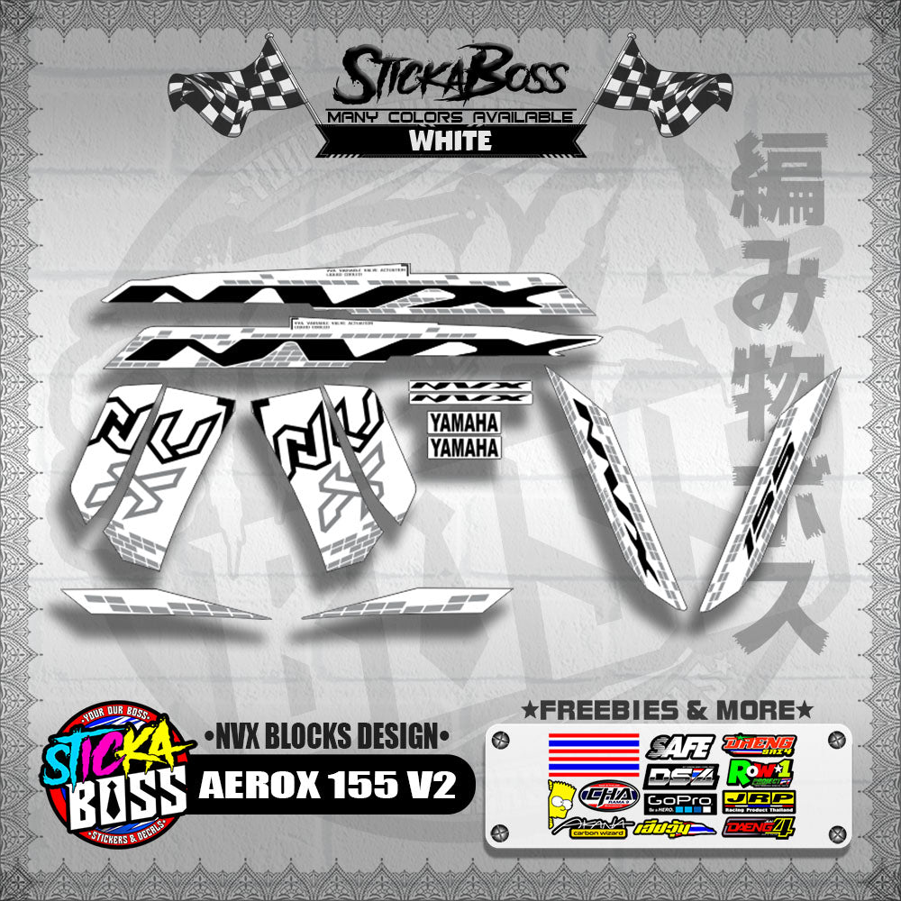 AEROX 155 V2 DECALS ( NVX BLOCKS DESIGN )【WITH FREEBIES】