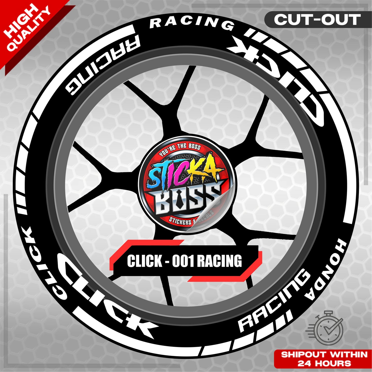 CLICK 125 / 150 / 160 MAGS STICKER SET ( 2 MAGS ) - 001 RACING | VINYL WATERPROOF CUT-OUT DECALS