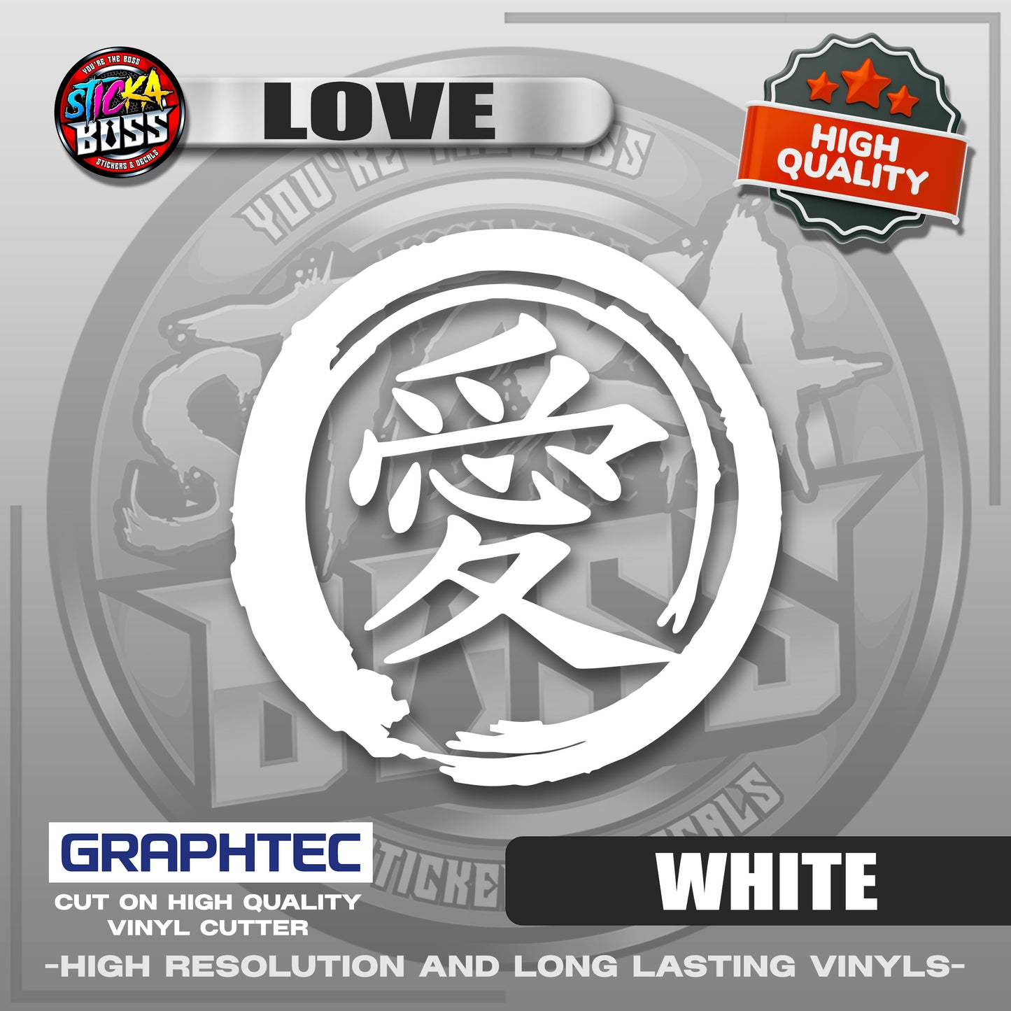 LOVE - JAPANESE KANJI SYMBOL | VINYL WATERPROOF CUT-OUT STICKER DECALS【Stickaboss】