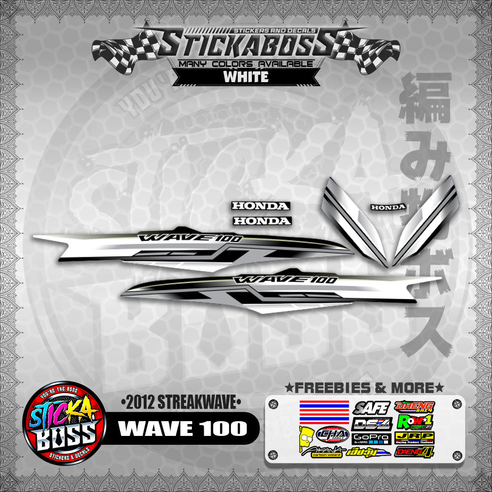 WAVE 100 STICKER DECALS ( 2012 STREAKWAVE ) 【WITH FREEBIES】