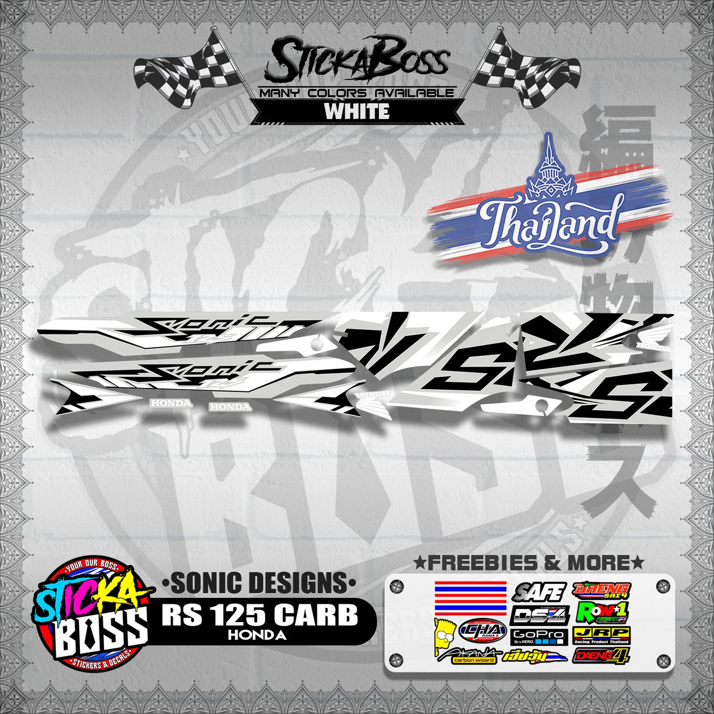 RS 125 CARB THAI DECALS ( SONIC DESIGNS )【WITH FREEBIES】