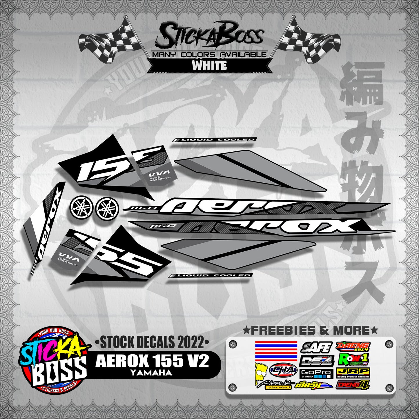 AEROX 155 V2 ( STOCK DECALS 2022 )【WITH FREEBIES】