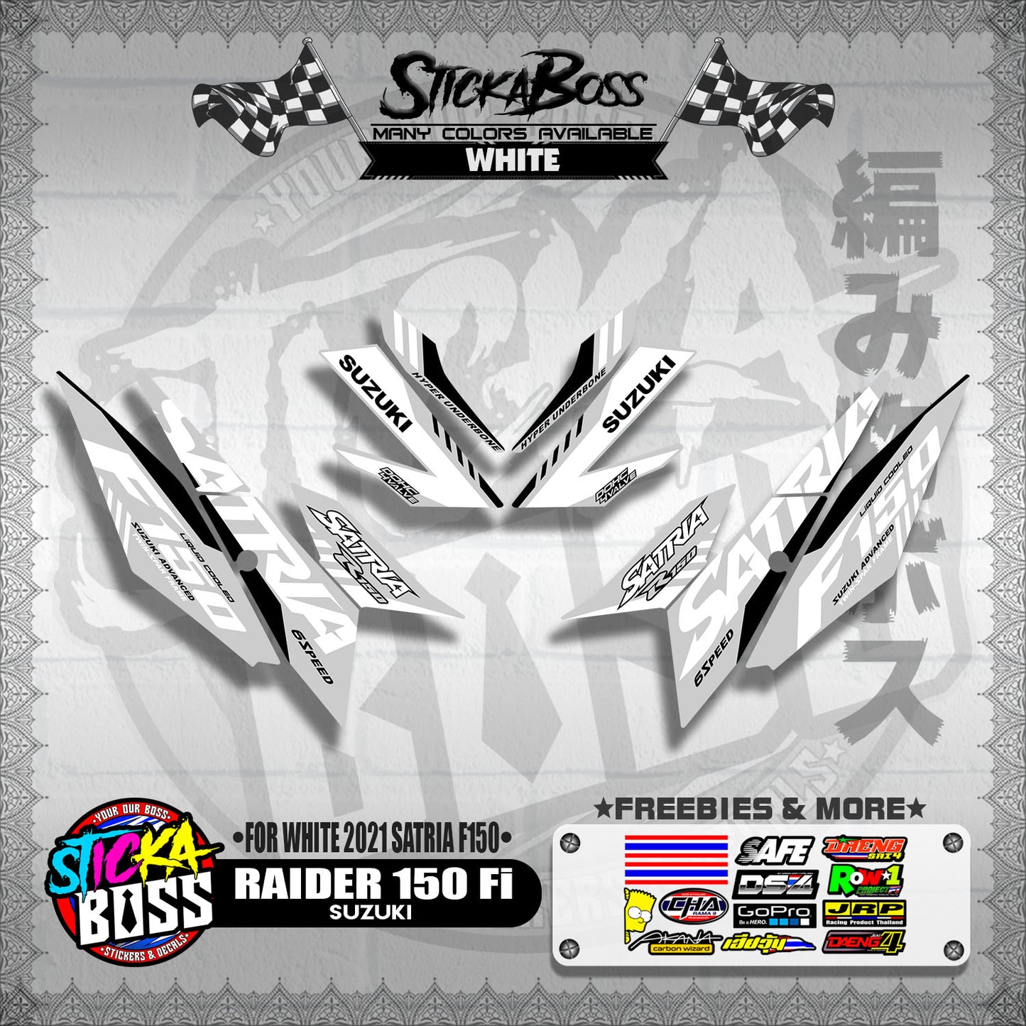 RAIDER 150 Fi DECALS ( FOR WHITE 2021 SATRIA F150 )【WITH FREEBIES】