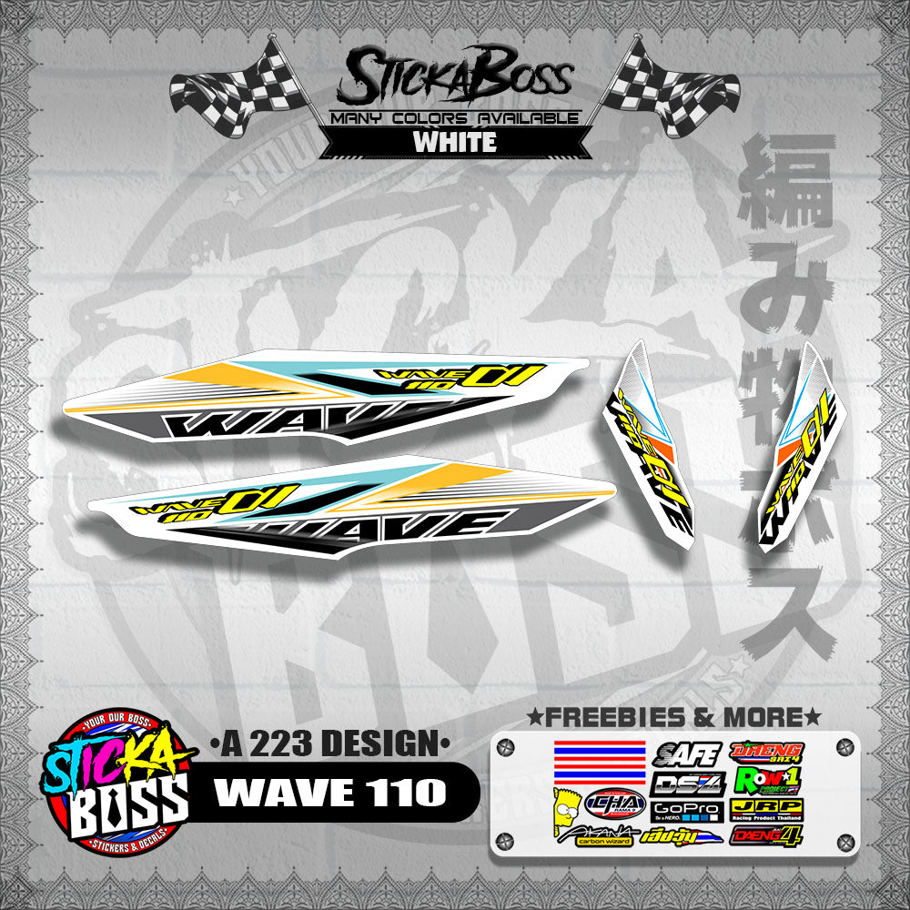 WAVE 110 DECALS ( A 223 DESIGN )【WITH FREEBIES】