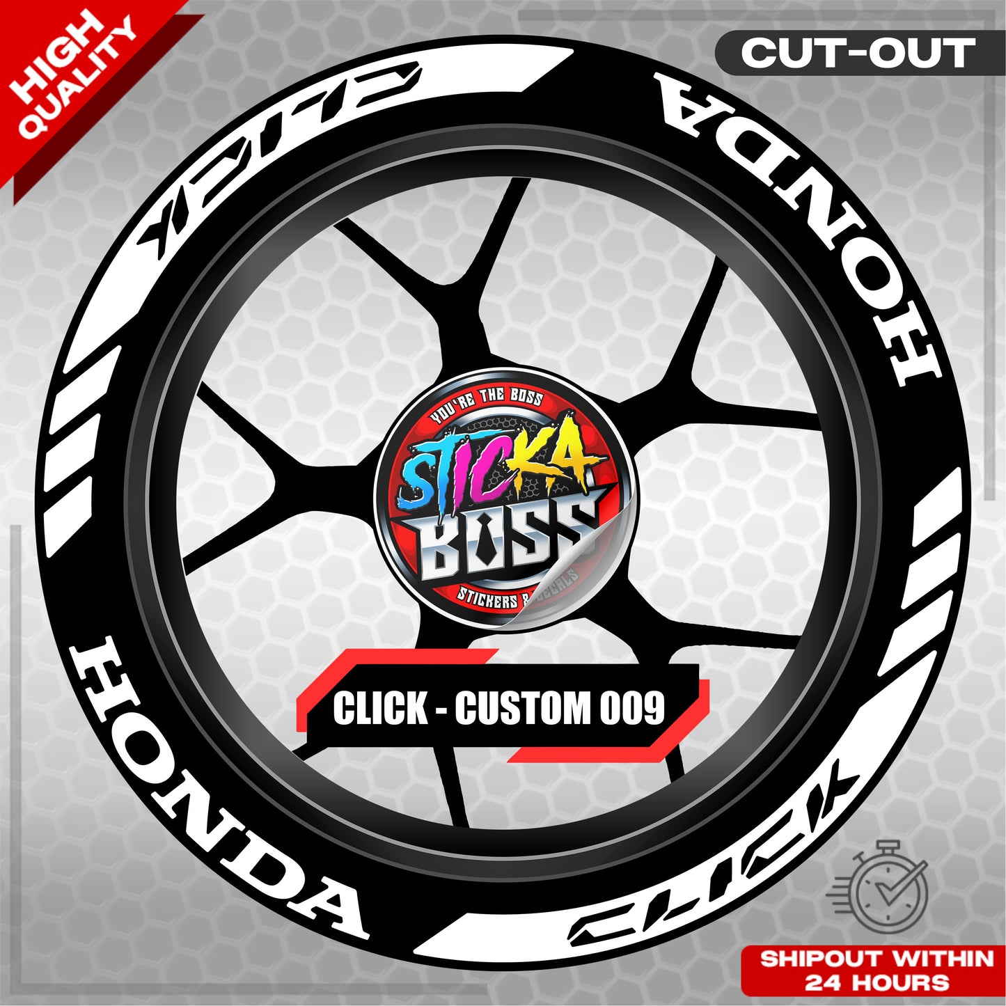 CLICK 125 / 150 / 160 MAG STICKER SET ( 2 MAGS ) - CUSTOM 009 | VINYL WATERPROOF CUT-OUT DECALS