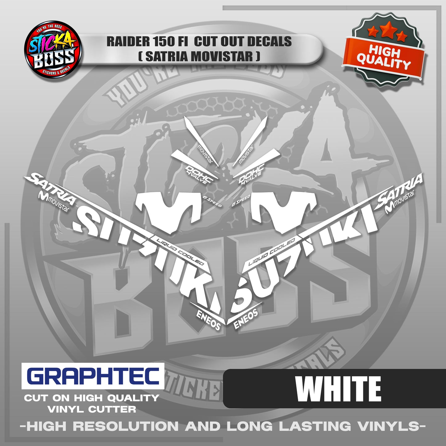 RAIDER 150 FI CUT OUT DECALS ( SATRIA MOVISTAR ) | VINYL WATERPROOF CUT-OUT STICKER DECALS