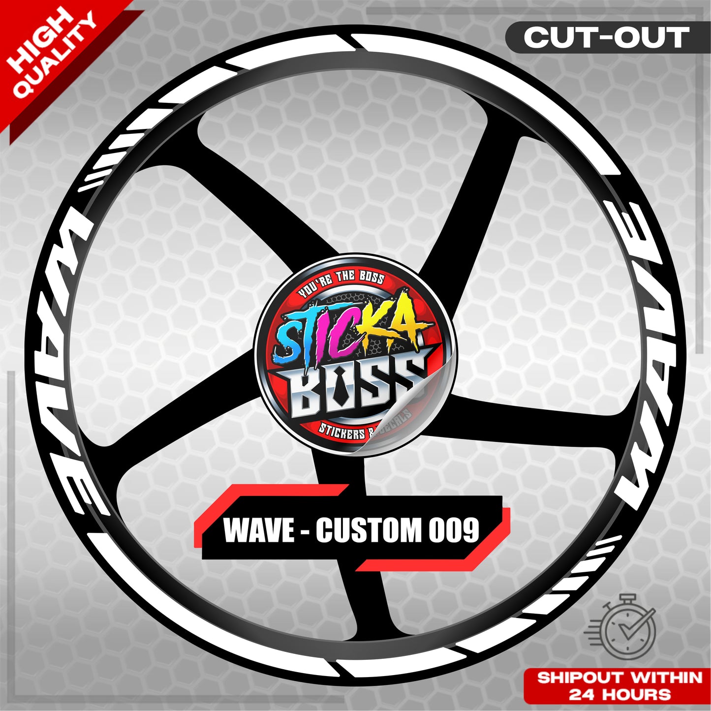 WAVE 110 / 125 MAG STICKER SET ( 2 MAGS ) - CUSTOM 009 | VINYL WATERPROOF CUT-OUT DECALS