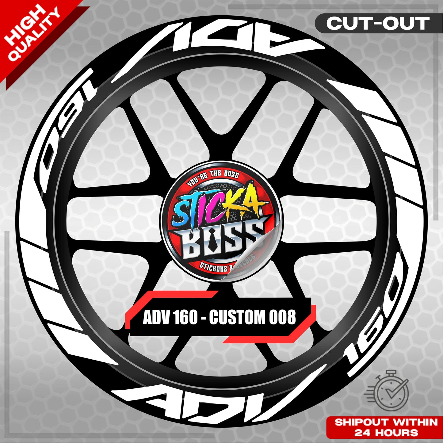 ADV 160 MAG STICKER SET ( 2 MAGS ) - CUSTOM 008 | VINYL WATERPROOF CUT-OUT DECALS