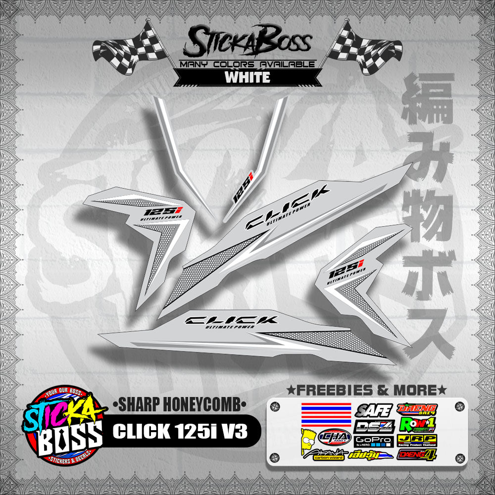 CLICK 125i V3 DECALS ( SHARP HONEYCOMB )【WITH FREEBIES】