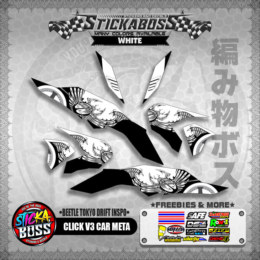 CLICK V3 CAR META DECALS ( BEETLE TOKYO DRIFT INSPO )【WITH FREEBIES】