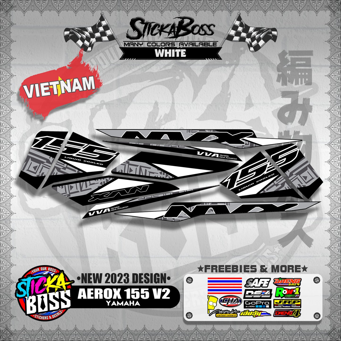 AEROX 155 V2 VIETNAM DECALS ( NEW 2023 DESIGN )【WITH FREEBIES】