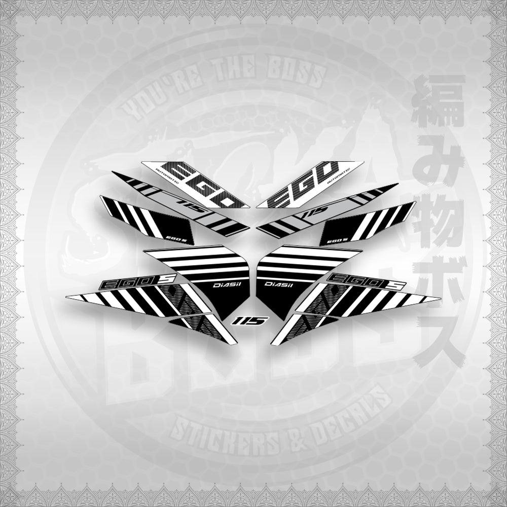 STICKER DECALS for MIO SOUL 115 CARB (MSICEGSBA) By STICKABOSS (SOFIE LAMINATED WATERPROOF)