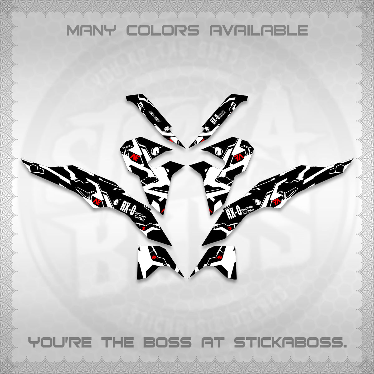 CLICK V3 VARIO DECALS (UNICORN GUNDAM DESIGN) STICKER DECALS By STICKABOSS