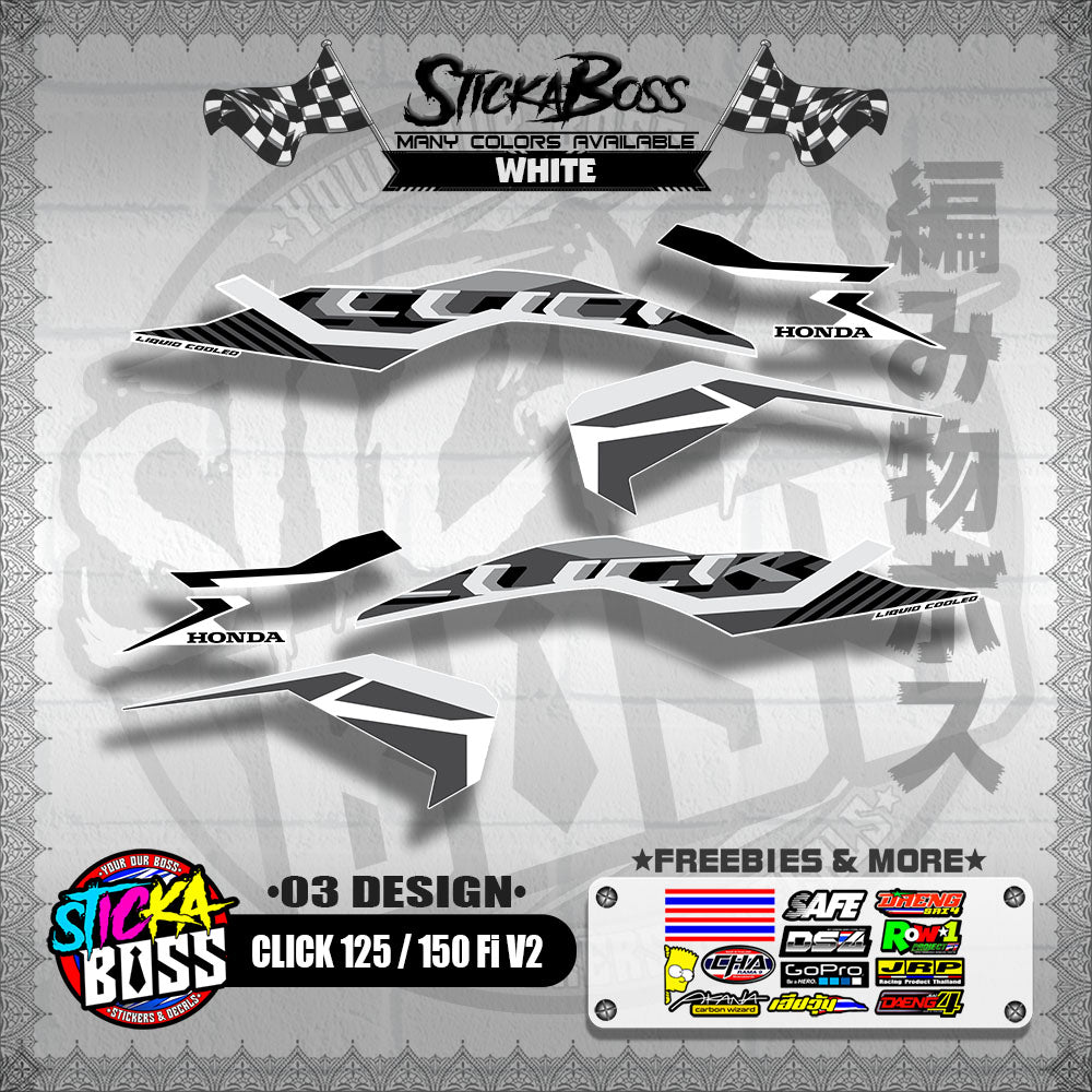 CLICK 125 / 150 Fi V2 DECALS ( 03 DESIGN )【WITH FREEBIES】