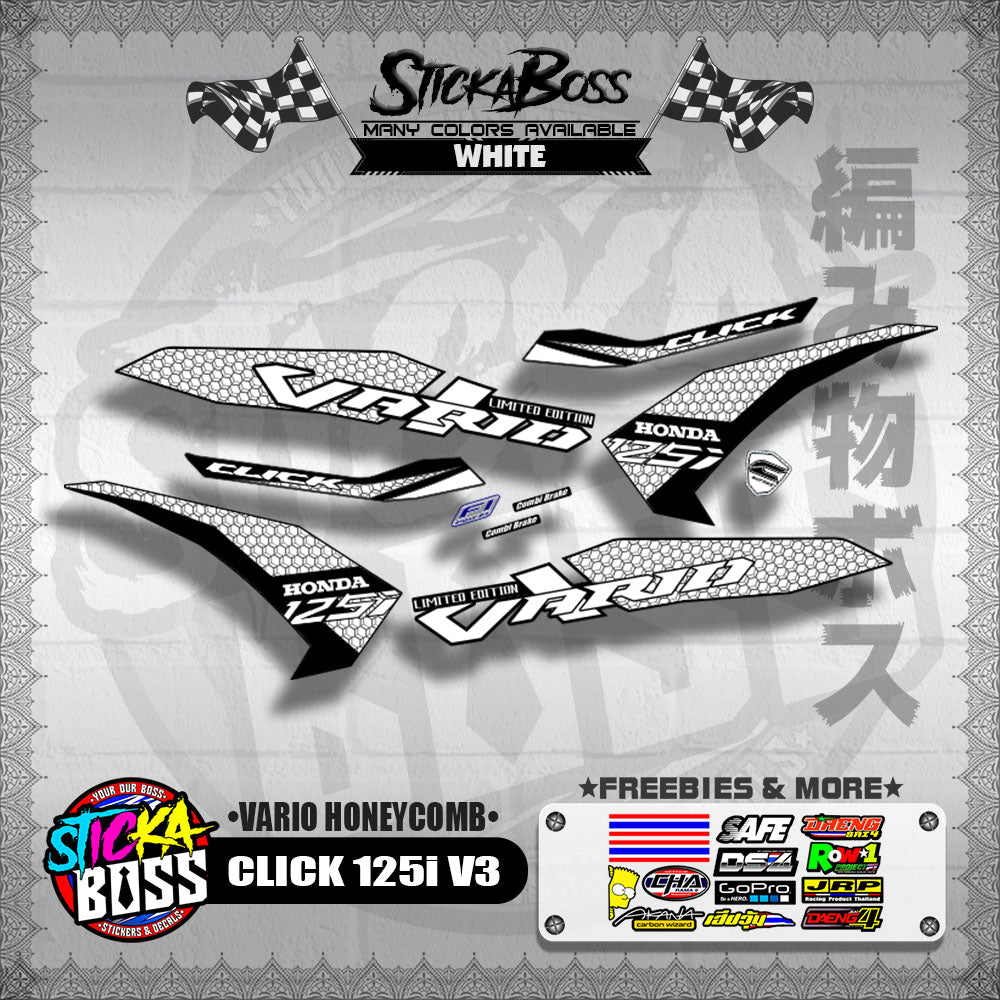 CLICK 125i V3 DECALS ( VARIO HONEYCOMB )【WITH FREEBIES】