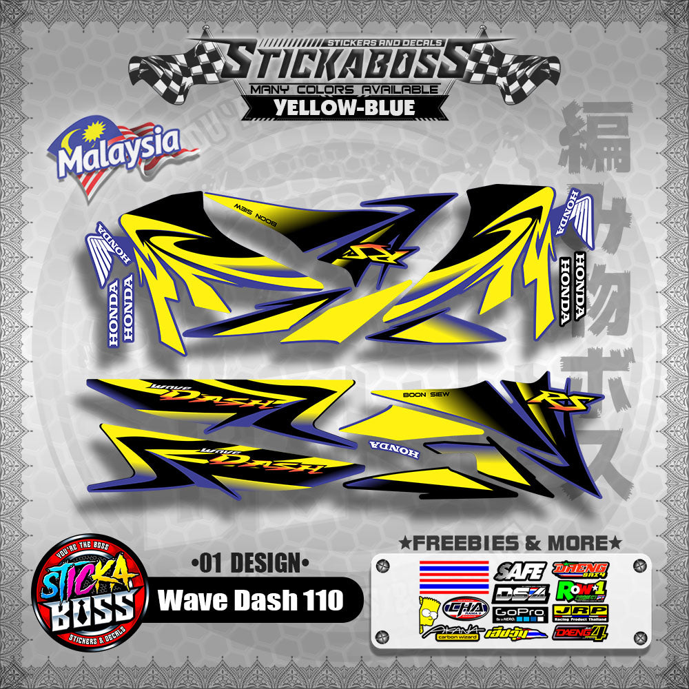 Honda Wave Dash 110 Malaysian Decals ( 01 Design ) Malaysia Concept【WITH FREEBIES】