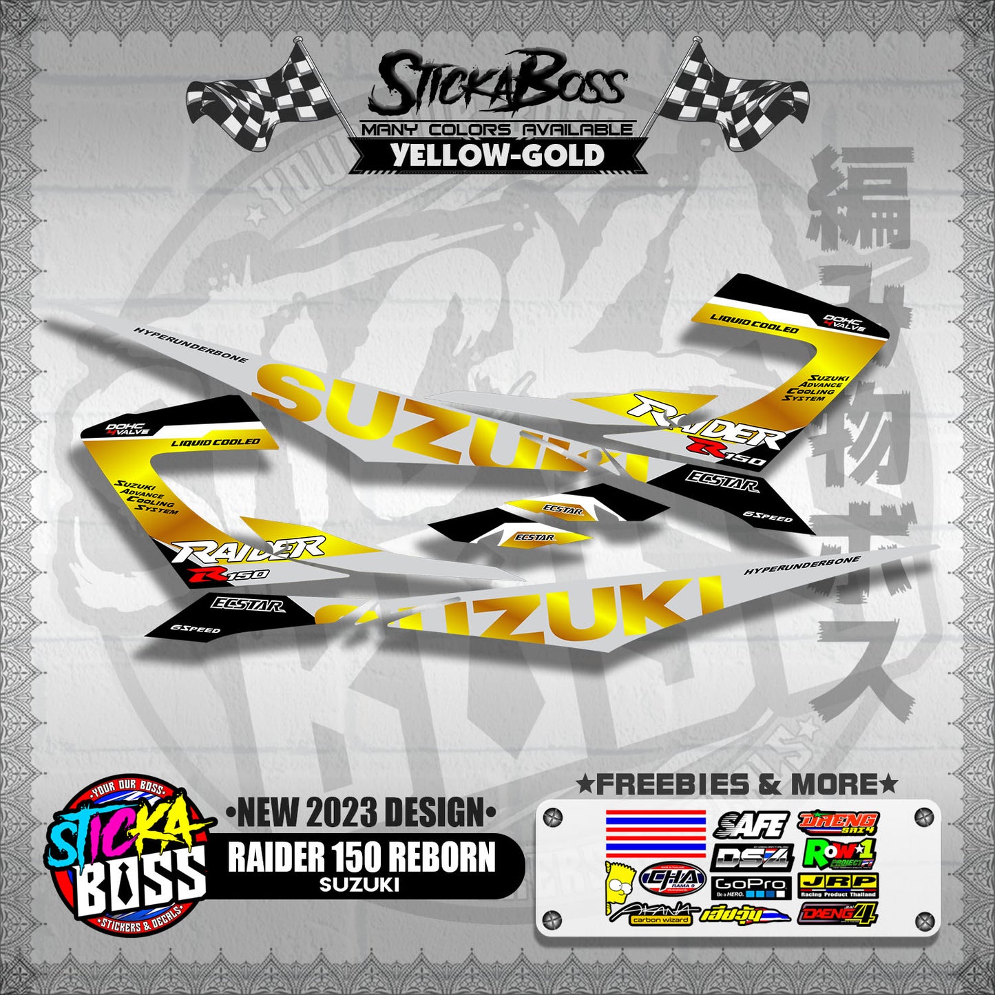 RAIDER 150 REBORN STOCK DECALS ( NEW 2023 DESIGN )【WITH FREEBIES】
