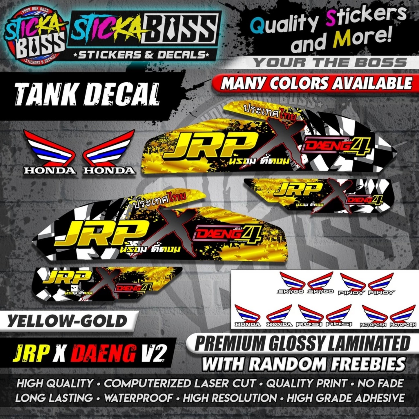 TMX / RUSI / PINOY / MOTOPOSH / SKYGO TANK DECALS STICKER ( JRP X DAENG V2 )【WITH FREEBIES】