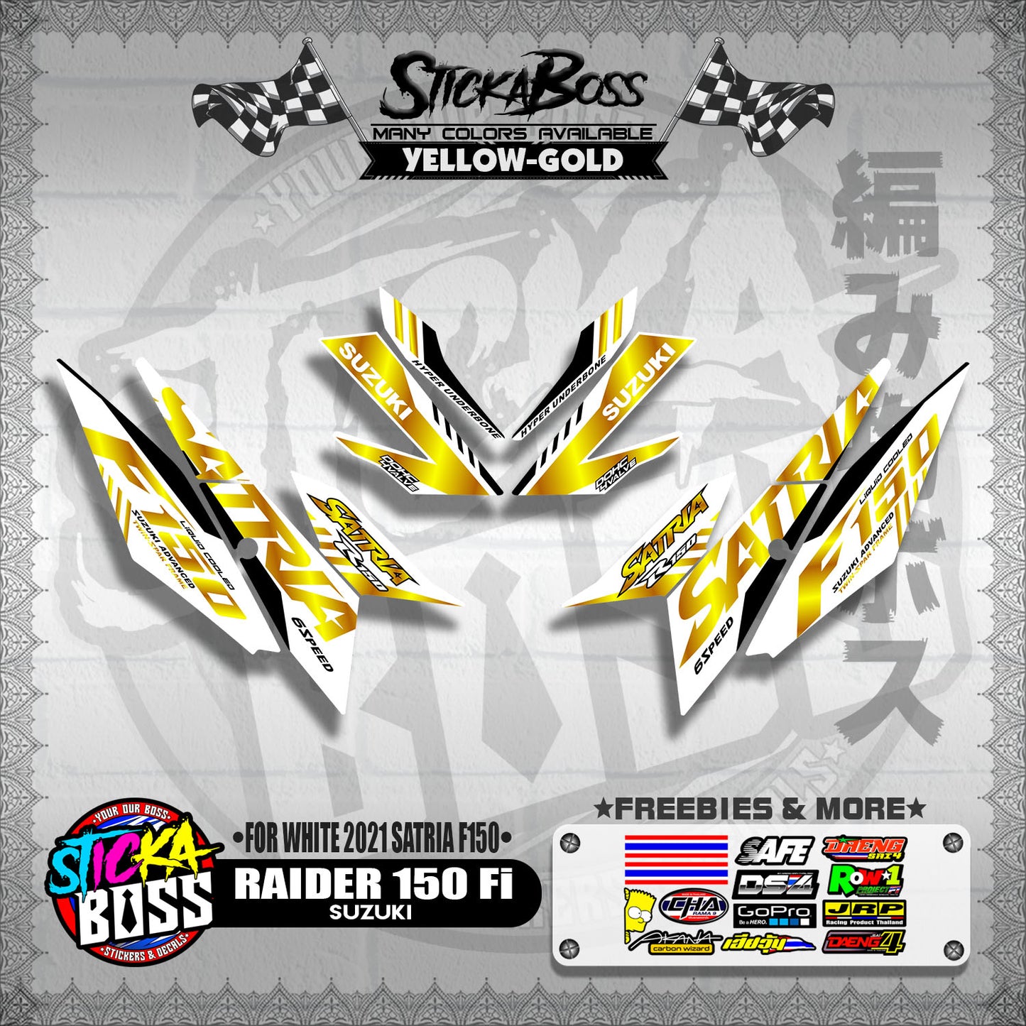 RAIDER 150 Fi DECALS ( FOR WHITE 2021 SATRIA F150 )【WITH FREEBIES】