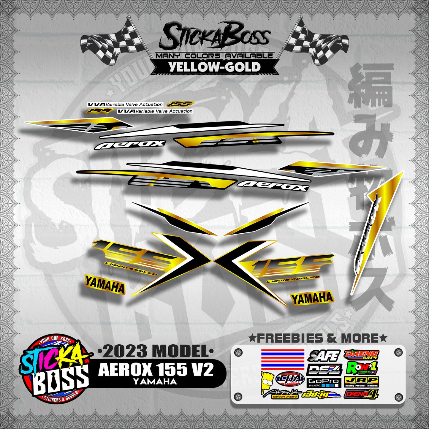 AEROX 155 V2 2023 STOCK DECALS ( 2023 MODEL )【WITH FREEBIES】