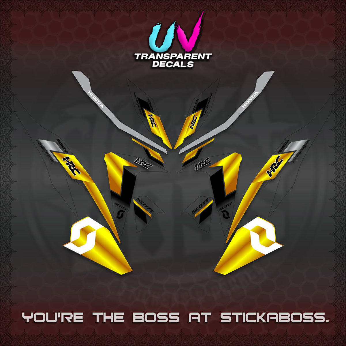 CLICK V2 UV TRANSPARENT DECALS (SCOTTxHRC DESIGN)STICKER KITS By STICKABOSS