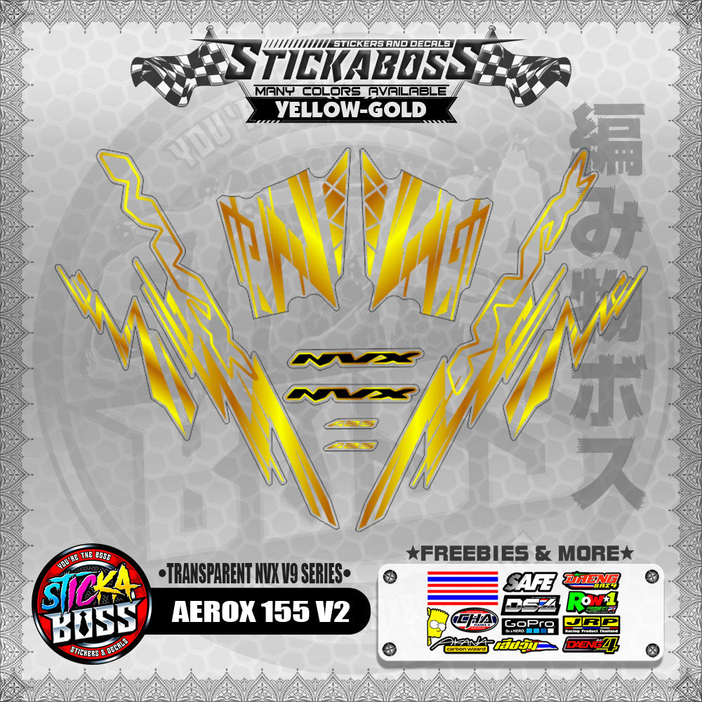 【PREMIUM UV PRINT】TRANSPARENT AEROX 155 V2 DECALS ( NVX V9 SERIES )【WITH FREEBIES】