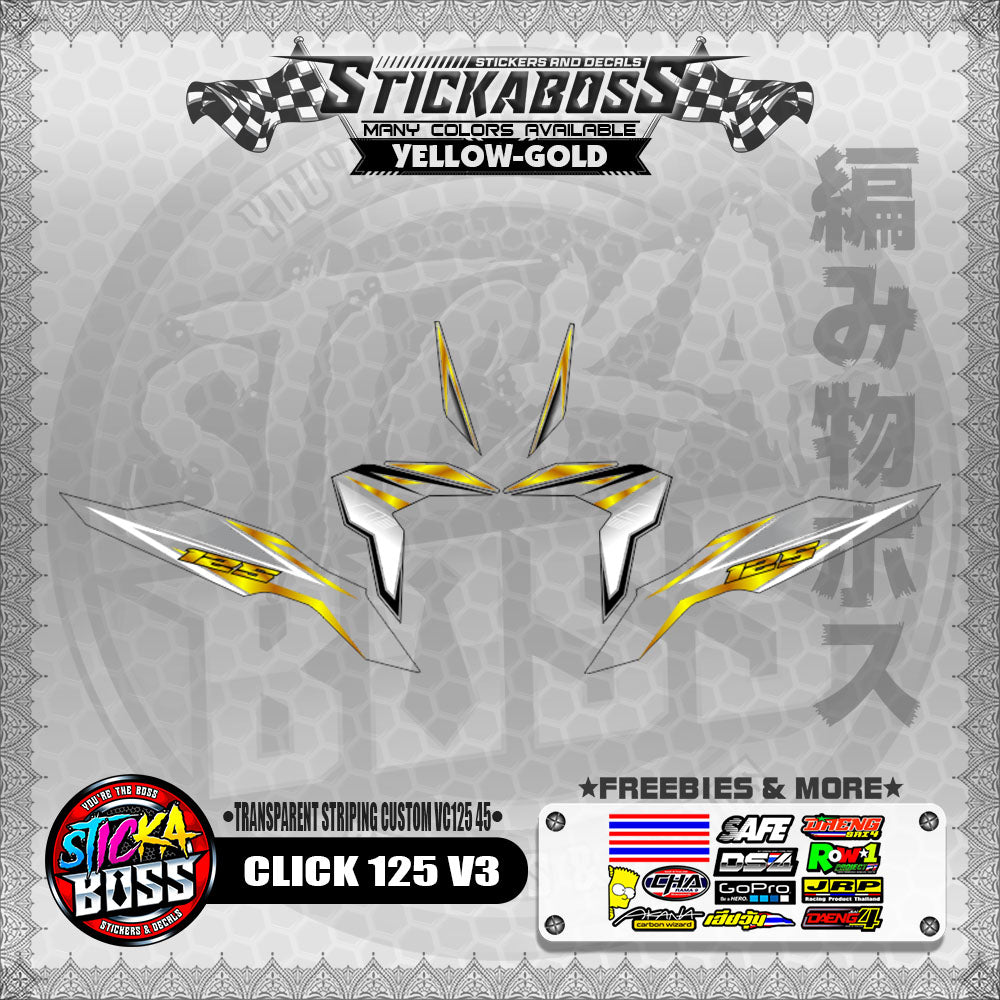【PREMIUM UV PRINT】TRANSPARENT CLICK 125 V3 DECALS ( STRIPING CUSTOM VC125 45 )【WITH FREEBIES】