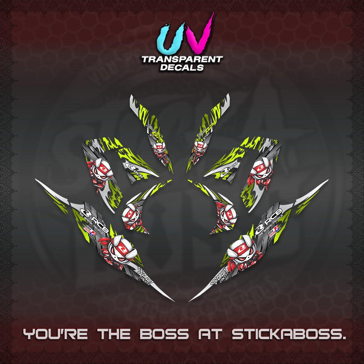 CLICK 125 V4 UV TRANSPARENT DECALS (2026 NEW RCB 2.0 DESIGN) STICKER KITS BY STICKABOSS
