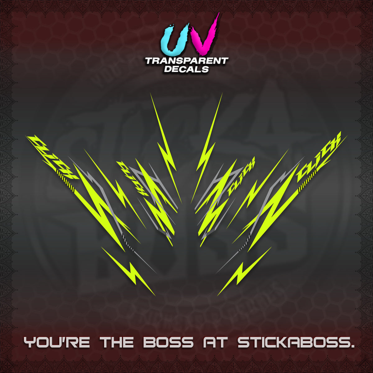 CLICK 125 V2 INDO UV TRANSPARENT DECALS (2024 CL 00-A8 STYLE) STICKER KITS By STICKABOSS