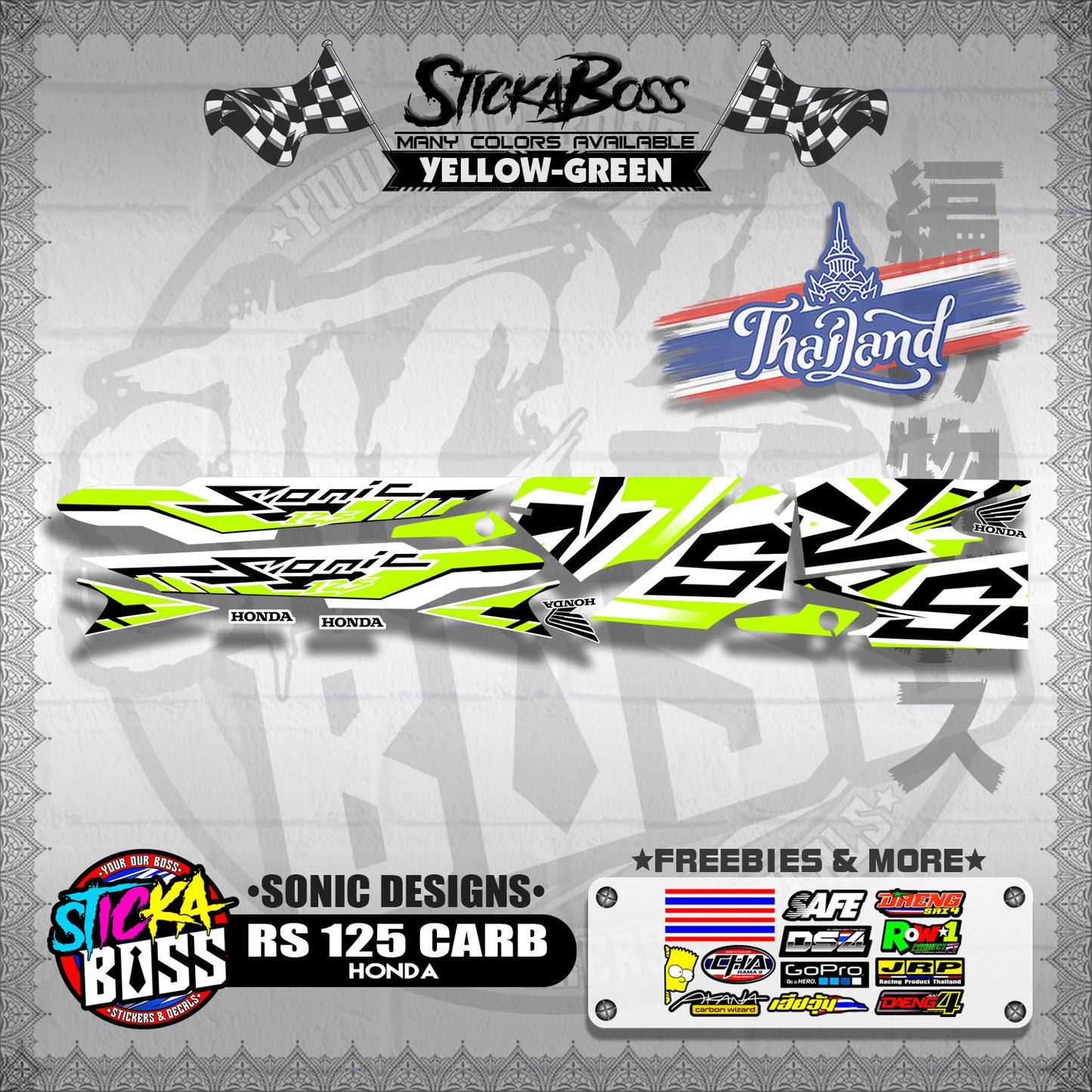 RS 125 CARB THAI DECALS ( SONIC DESIGNS )【WITH FREEBIES】