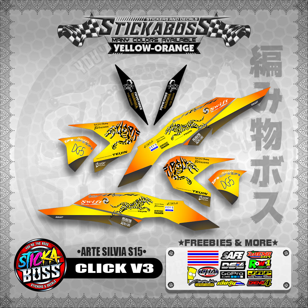 CLICK V3 STICKER DECALS ( ARTE SILVIA S15 )【WITH FREEBIES】