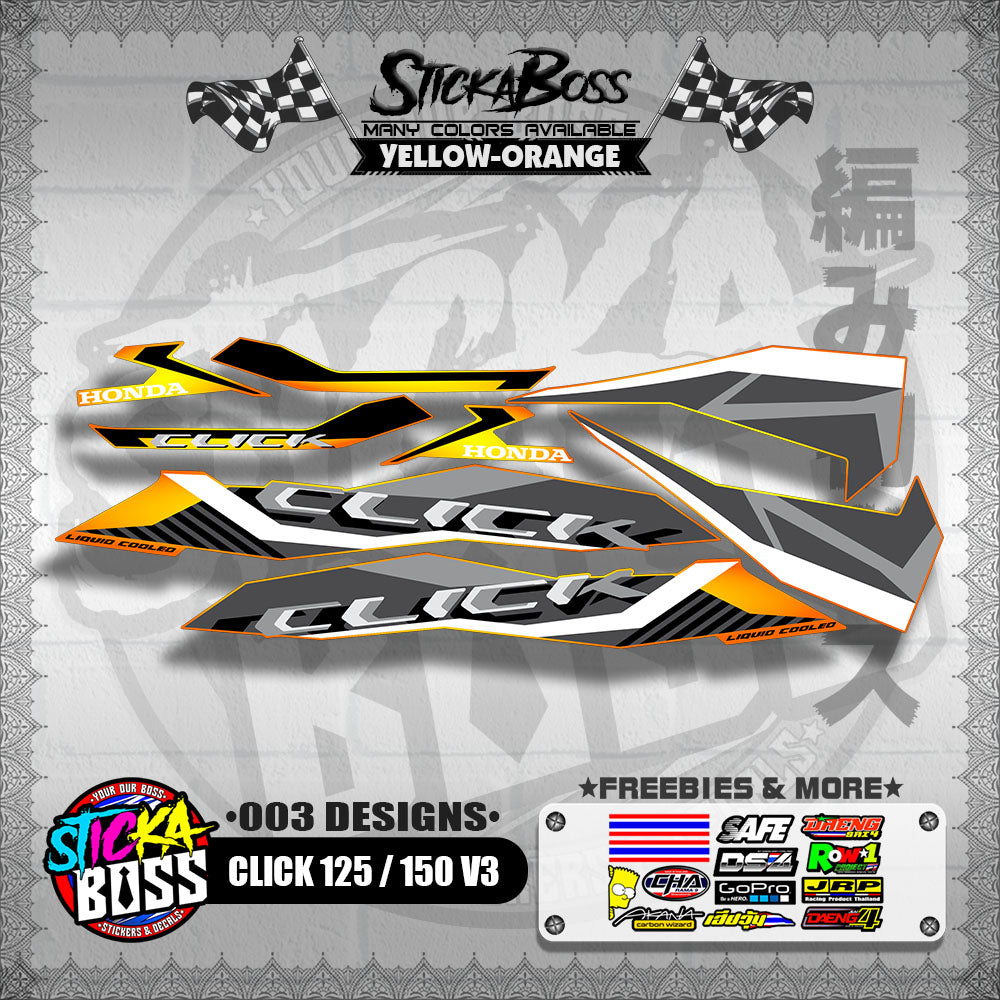 CLICK 125 / 150 V3 STOCK DECALS ( 003 DESIGNS )【WITH FREEBIES】