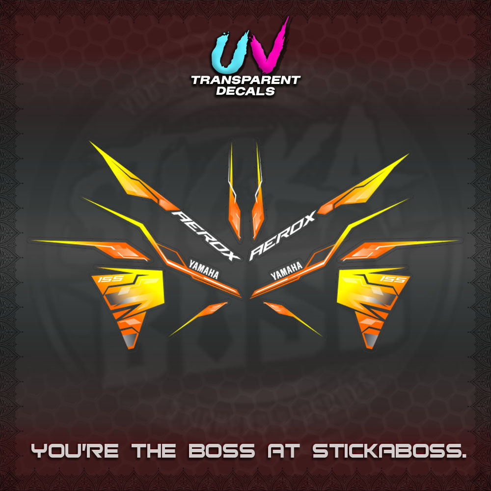 【PREMIUM UV PRINT】TRANSPARENT AEROX V3 INDO DECALS(ALPHA TURBO 0001)STICKER DECALS By STICKABOSS