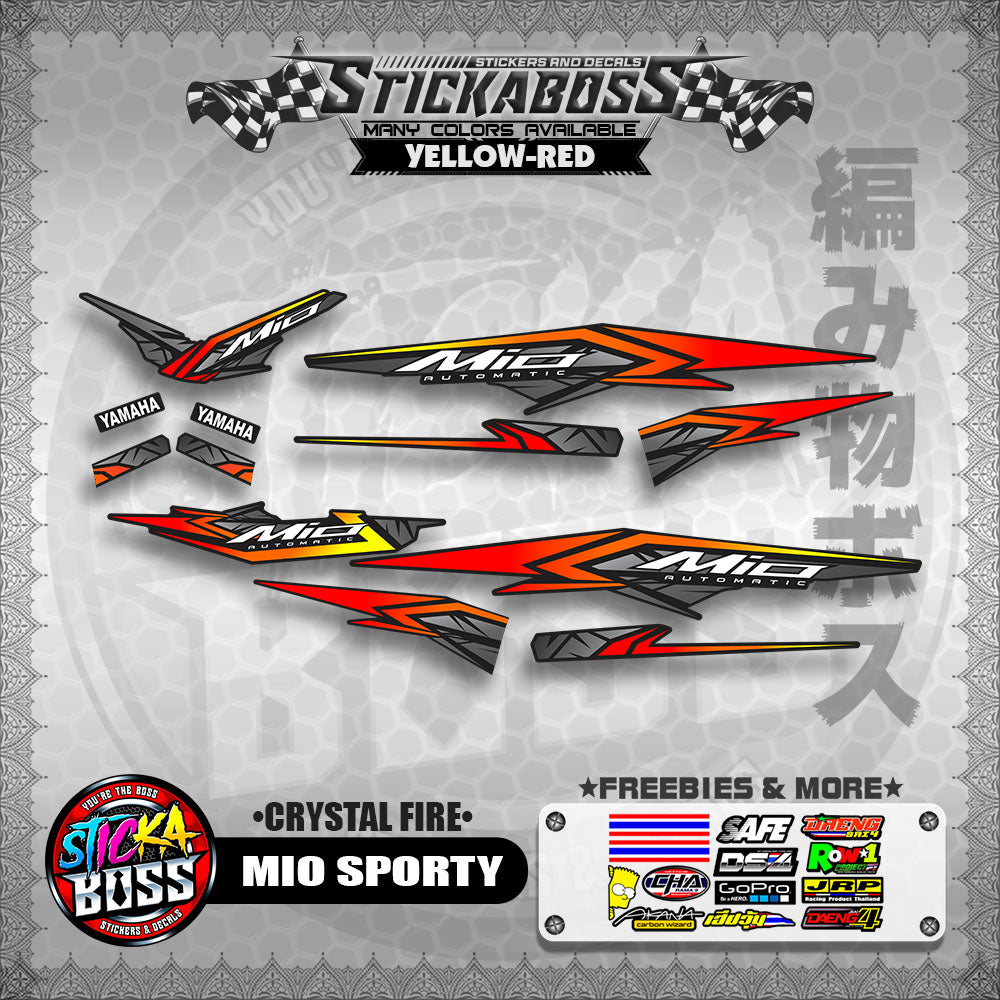 MIO SPORTY THAI-MALAYSIAN STICKER DECALS ( CRYSTAL FIRE )【WITH FREEBIES】